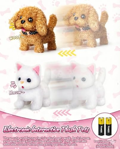 Eohemeral Pet Vet Kit for Kids with 2 Plush Pets (Dog&Cat) &Doctor Costume | 36Pcs Interactive Veterinarian Playset for Toddlers 3-5 to Overcome Fear of Doctors- Pretend Play Animal Hospital Toy Gift