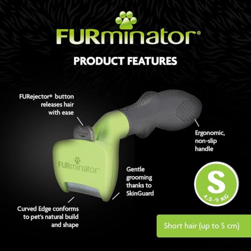 FURminator Undercoat deShedding Tool for Small Short Hair Dogs 4.5-9 kg - size: Small, style: Version 2.0