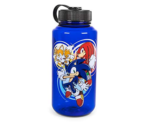 JUST FUNKY Sonic The Hedgehog Character Water Bottle | BPA-Free Large Plastic Water Jug With Screw Top Lid | Hydration For Outdoor Sports, Gym, Yoga | Holds 32 Ounces