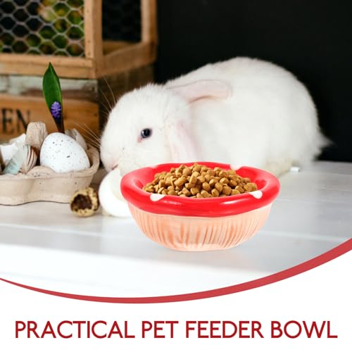 POPETPOP Ceramic Hamster Food Bowl Mushroom Shape 3.93In Small Pet Feeding Dish for Hamsters Chinchillas Gerbils Smooth Easy- Surface for Daily Feeding