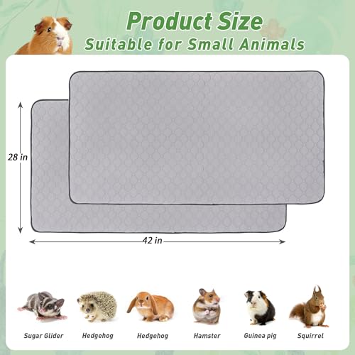 2Pack Guinea Pig Cage Liners, 28''X42'' Washable Guinea Pig Pee Pads, Non Slip Reusable Super Absorbent Guinea Pig Training Mat Bedding Fleece for Small Animals Hamster Rabbit Chinchilla Rat - size: C&C 2x3(28" x 42") 2Pack