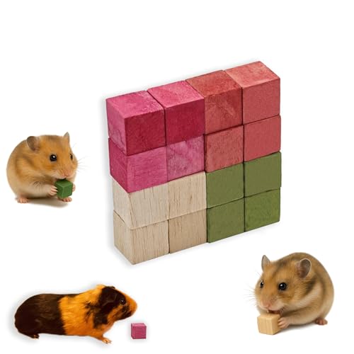 Premium Balsa Wood Small Animal Chew Toys (0.8") - 100% Natural, 4-Flavor Fruit Infused Blocks for Hamsters, Guinea Pigs & Rats - Safe, Ultra-Light Foraging Treats