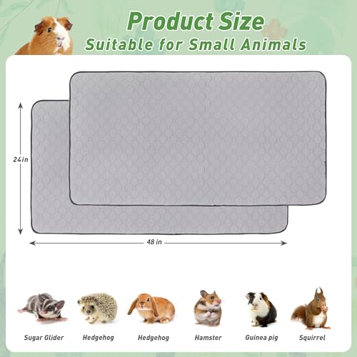 2Pack Guinea Pig Cage Liners, 24''X48'' Washable Guinea Pig Pee Pads, Non Slip Reusable Super Absorbent Guinea Pig Training Mat Bedding Fleece for Small Animals Hamster Rabbit Chinchilla Rat - size: C&C 2x4(24" x 48") 2Pack