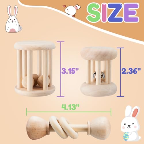 AOWPFVV Wooden Bunny Toys,Safe Rabbit Toys for Guinea Pigs,Small Animals | Teeth Grinding,Enrichment,Boredom Breaker,Chew Toys for Chinchillas,Hamster,Rats Indoor&Outdoor
