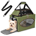 Lekereise Top-Expandable Pet Carrier 18x11x11Inch Delta American United Airline Approved Underseat to 15lbs Stable Car Travel Carriers for Small Dogs Cats with Locking Safety Zippers Anti-Scratch Mesh - color: Dark Green, size: 18"x11"x11"