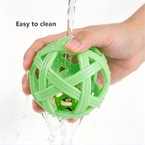 2PCS pet Bell Ball Toy,Suitable for Dogs, Cats, and Other Animals. Safe and Durable, bite-Resistant Design, Promotes Activity, an Essential Daily Plaything for Pets. (Green and Yellow) - color: Green and Yellow
