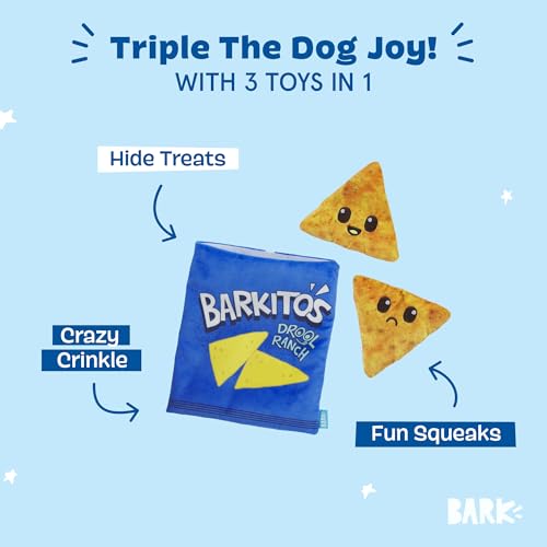 BarkBox Drool Ranch Chips 3-in-1 Interactive Plush Dog Toy | Squeaky Dog Toys with Crinkle Bag - For Small to Medium Dogs and Puppies - color: Drool Ranch Chips