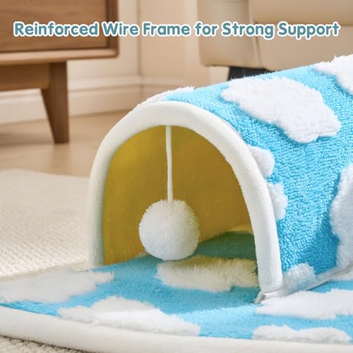 Avont Guinea Pig Tunnel Bed, Washable Hideout for Small Pets | Soft Plush Fleece, for Guinea Pigs, Hamsters, Chinchillas, Dwarf Rabbits & Others, Available in Cloud/Star Pattern
