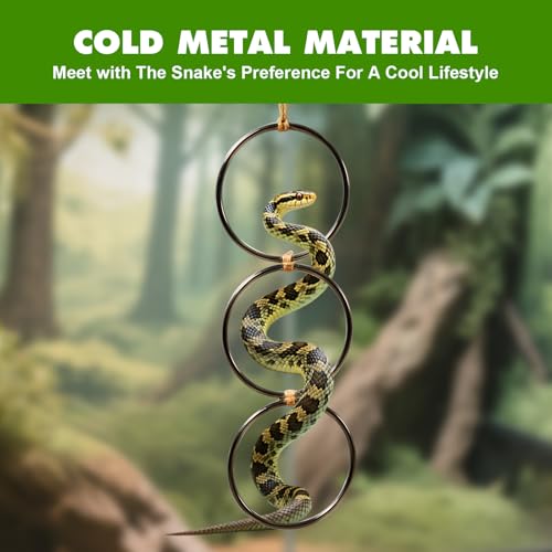 Ball Python Enrichment, Snake Climbing Toys, Reptiles Tank Accessories for Corn Snakes, Bearded Dragon, Chameleon, Snake Enrichment Ring Toys - color: Black