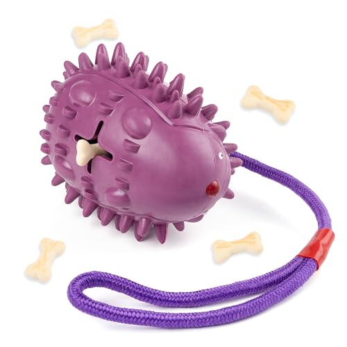 Fuzzl Eco Rubber Chuck & Treat Hedgehog - Purple - Long Lasting Dog Chew Toys for Aggressive Chewers Strong Dog Toy for Dogs Durable Puppy Toys - style: Hedgehog Purple