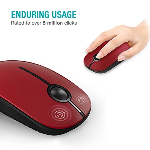 VssoPlor Wireless Mouse, 2.4G Slim Computer Laptop Mouse, Black and Red | Portable Mouse, Plug & Play USB Nano Receiver, Quiet Silent Optical Mice for Notebook, PC, Laptop, Computer, Windows, Mac - color: Black and Red