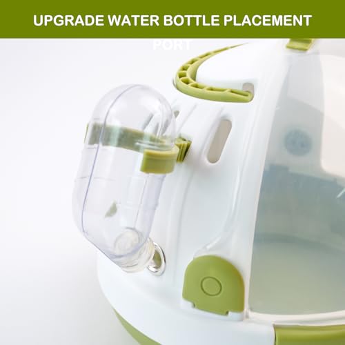 Hamster Carrier Cage with Water Bottle,Portable Dwarf Hamster Travel Carrier Plastic Guinea Pig Carrier Small Animal Breathable Outdoor Cage for Hamsters Chinchillas Hedgehog (Green) - color: 【Green】