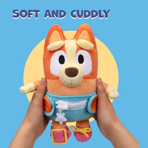 Dress & Play Baby Bingo Plush, Learn to Dress Doll for Toddlers | Button, zip, buckle & tie skills, 10in soft plush; fine motor skill Bluey toy for kids ages 3+ - style: Dress & Play Baby Bingo