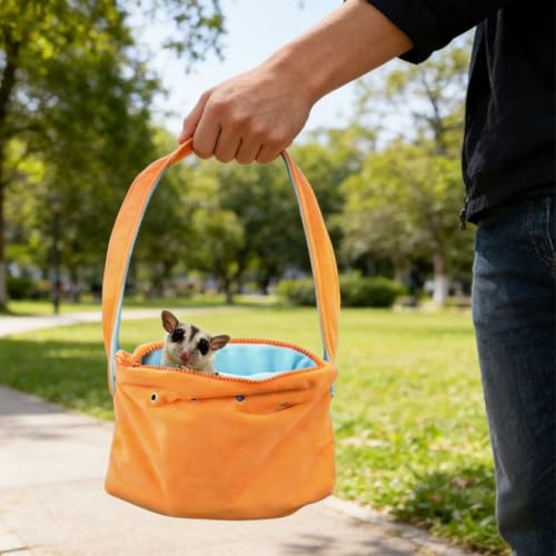 Meow&Woof Small Pet Bonding Pouch & Carrier Sling - Adjustable Strap, Travel Sleep Bag for Sugar Gliders, Ferrets, Rats, Hedgehogs, Hamsters - Outdoor Orange
