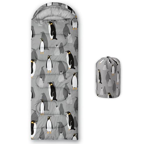 Galaxy Wolf Camping Sleeping Bags Warm & Cool Weather Waterproof Backpacking Blue Purple Starry Sky Sleeping Bag All Seasons Camping, for Adult Kids Boy Girls Camping Gear Equipment, Traveling - color: C-Penguin1