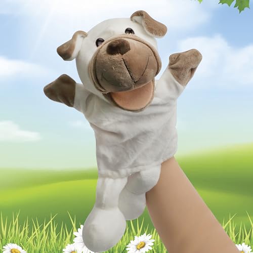 Easfan Puppy Hand Puppet with Movable Mouth Plush Dog Toy for Kids 12.5" | Interactive storytelling, cute soft plush, creativity imagination, easter christmas birthday holiday gift, for toddlers - style: Dog