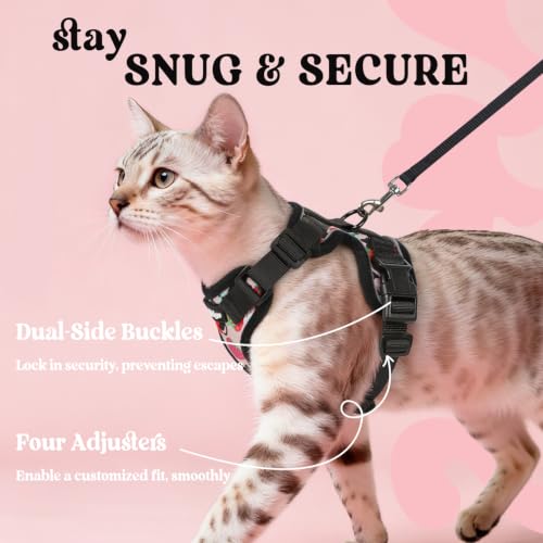rabbitgoo Cat Harness and Leash Set, Escape Proof Vest, Berry Pounce | Soft Breathable Mesh, Easy Adjustable Fit, Snap Buckles, Sturdy Clip, Reflective Strips, for Kittens & Small Cats Walks, Xxs - color: Berry Pounce, size: Xxs