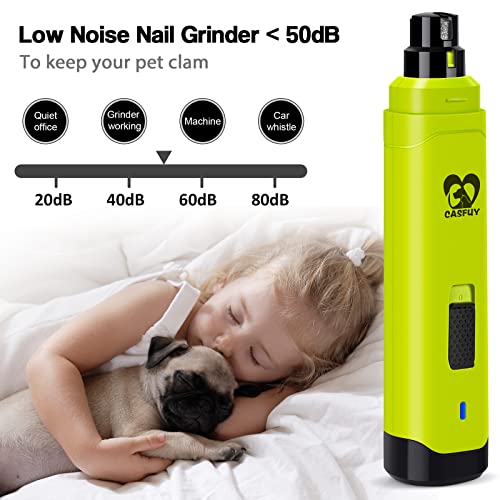 Casfuy Dog Nail Grinder Upgraded - Professional 2-Speed Whisper-Quiet Electric Pet Nail Trimmer Painless Paws Grooming & Smoothing for Small Medium Large Dogs & Cats (Green) - color: Green