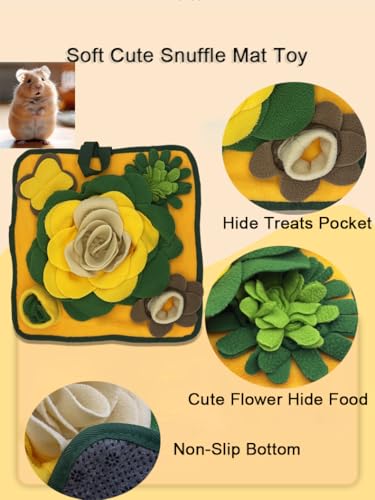Rabbit Foraging Mat，Bunny Snuffle Mat for Hamsters Puzzle Toys Ferrets Interactive Feeding Mat for Guinea Pigs Hedgehog Chinchillas Small Animals Stress Relief (Yellow Green) - color: Yellow Green