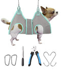 Kkiimatt Dog Grooming Hammock Harness, Small Dog Groming Sling, Gray Dog Hanging Harness for Nail Trimming,Dog Nail Clipping Hanger Restraint Holder - size: XXS (8 LB Max) Silver Grey 4-9in