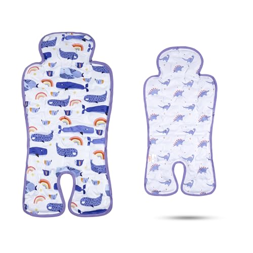 Gel Car Seat Cooler Pad,1 Pack Double Sides-Universal Baby Stroller Ice Cushion Mat,Summer Cooling Seat Liner,Multifunctional Suitable for Baby Dining Chair,Child Safety Seat(Whale + Blue Dinosaur) - color: Whale + Blue Dinosaur
