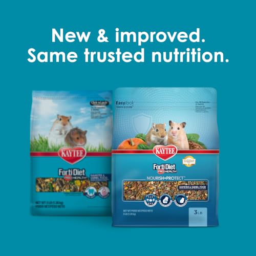 Kaytee Forti-Diet Pro Health Nourish+Protect Hamster and Gerbil Food, Comprehensive Nutrition Backed by Science, Digestive Health, Immune Support, 3 Pounds - size: 3 Pound (Pack of 1)