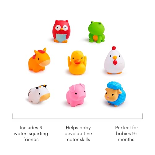 Munchkin Baby Bath Toy Squirts for Babies and Toddlers 9 Months and Up, Farm Animal Squirters, 8 Pack - size: 8 Pack, style: Farm