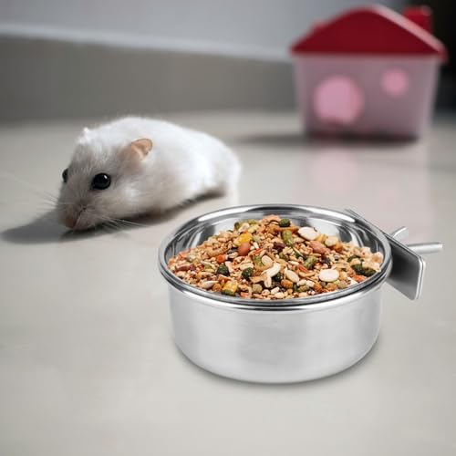 Hypeety Stainless Steel Food Water Bowl for Pet Bird Crates Cages Coop Dog Cat Parrot Bird Rabbit Pet (Small,3.9 * 1.9in) - color: 1pc, size: S