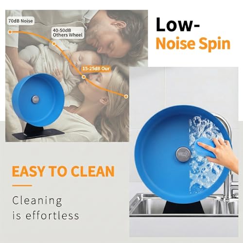 11.8" Aluminum Alloy Silent Hamster Exercise Wheel | Noiseless Running Wheel for Syrian Hamsters, Fancy Rat, Hedgehogs and Small Pets (Base-Black) - color: Blue