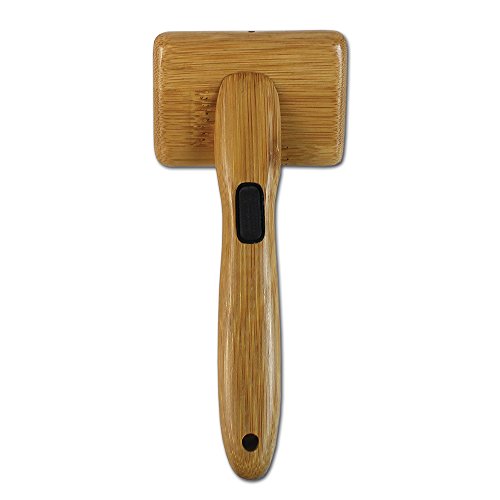 Alcott Bamboo Groom Slicker Brush with Stainless Steel Pins for Pets, Small,Black - size: Small