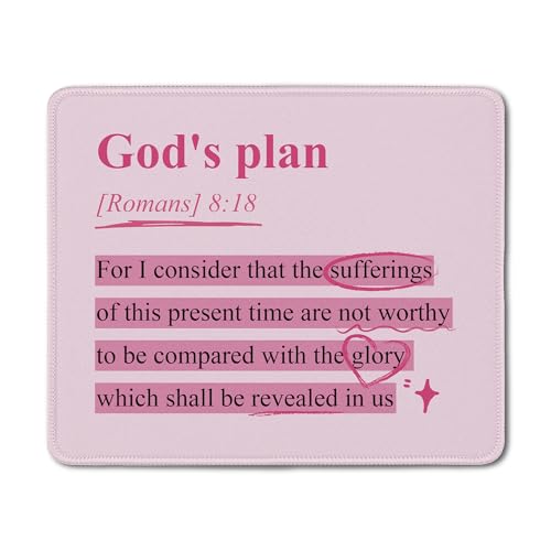 Pink Christian Mouse Pad, Romans 8:18 God's Plan Bible Verses Mouse Pads Mousepad for Home Office Dorm Computers Laptop Supplies Desk Accessories, 9.5x7.9 Inch - color: 25Child