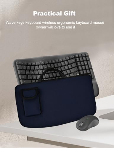 Portable Keyboard Sleeve for Logitech MK670/Wave Keys Ergonomic Keyboard | Keyboards Travel Bag,Shockproof Waterproof Dustproof Protective Neoprene Sleeve Case(Bag Only) - color: Blue