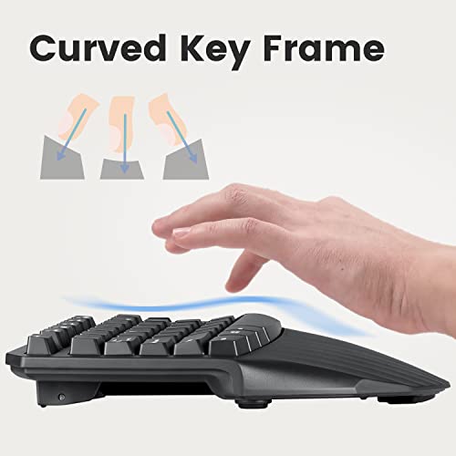 Perixx PERIDUO-813B US, Wireless Ergonomic Compact Keyboard and Vertical Mouse - Multi-Device - Black - US English