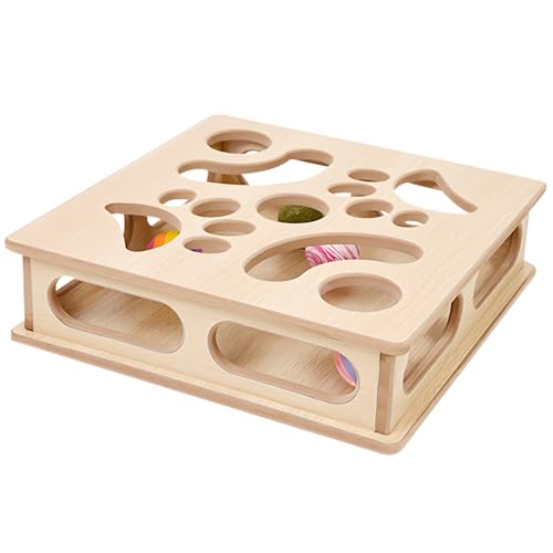 Natural Wood Cat Interactive Box Puzzle Hunting Exercise Toy