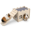 Ramp for Guinea Pig Cage, Wooden Bridge and Climbing Board | Slatted small-animal ramp with removable fabric grip for climbing or connecting compatible hideout houses - size: Small