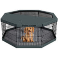 Dog Playpen with Top Cover and Bottom Pad,Foldable Playpen,8 Panels 24" H | Metal Puppy Play Pen,with Door for Indoor Outdoor,Pet Exercise Fence for Small Medium Animals - size: 24''H