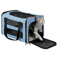 Cat Carrier Soft-Sided Travel Bag for Medium to Large Cat Over 15lbs | Small Puppy Dog Carry Crate 12 Pounds, Top Entry, Breathable Mesh, Pet Kitten Rabbit Cage Bag Transport Kennel Collapsible - color: Blue