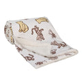 Disney Classic Pooh Hunny Fun with Piglet and Tigger White and Taupe Super Soft Baby Blanket - color: Classic Pooh - Hunny Fun