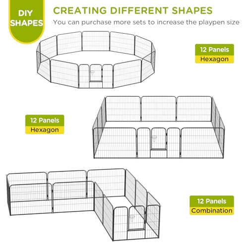 BestPet | Dog Playpen | 24 Inch, 12 Panels | Heavy Duty Metal Pet Exercise Pen | Indoor Outdoor Fence Panels | Rust-Resistant, Removable, Tool-Free Setup | Anti-Skid, Expandable Design - style: 12 panels