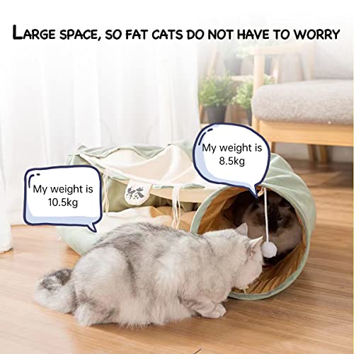 LEFTSTARER 2-in-1 Collapsible Cat Tunnel for Indoor Bed and Hideout - Pet Dog Rabbit Bunny Ferret Tunnel Tubes Toys with Removable Washable Mat, Tower Wheel Stuff - color: 1.Green