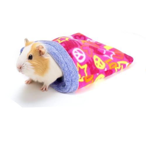 NAPLORD Small Pet Fleece Set,Guinea Pig Snuggle Sack, Tunnel,Fleece Forest Hideout,Square and Round Potty Pads for Guinea Pigs and More - color: Pink, size: 1 piece Snuggle Sack
