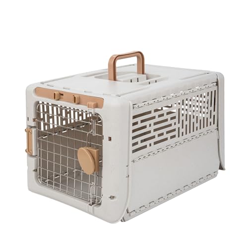 SportPet Designs Collapsible Small Pet Travel Carrier (Tan), Hard-Sided Kennel for Small Dogs, Puppies, Cats, Kittens, Animals up to 25lbs, Washable Home & Outdoor Pet Crate, 24.5"L x 16.5"W x 16"H - color: 24" Small (Tan)