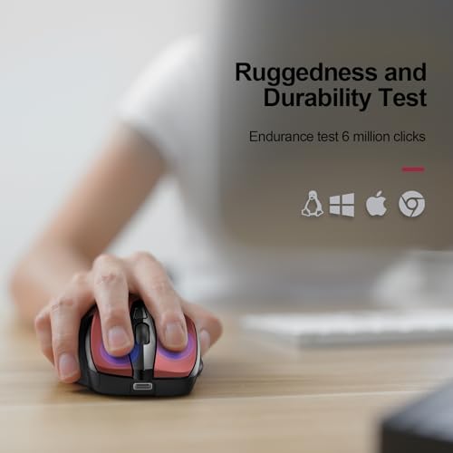 TECKNET Wireless Mouse Rechargeable, 2.4G Computer Mice with USB-A Receiver | 2.4G Connection, 800mAh Battery, 3X Faster Charging, Silent Click, 6-Level 4800 DPI, Ergonomic Design for All-day Comfort - color: Red