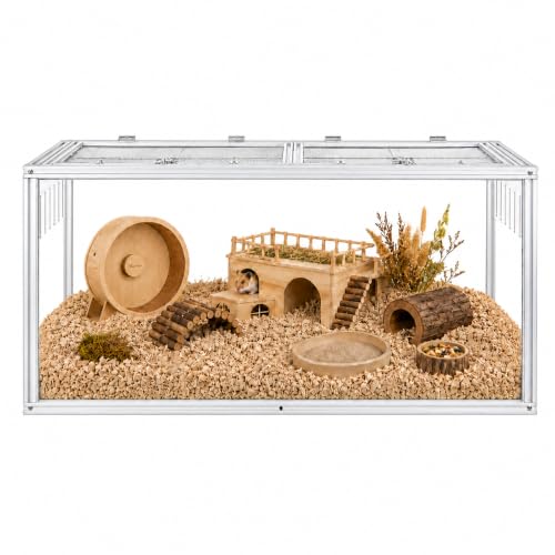 Large Hamster Cage 48x24x24 in, Acrylic Hamster Enclosure with Metal Frame | Chew-proof, Vent holes, Hinged top - size: 48 x 24 x 24 in