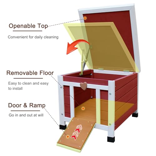 Rockever Outdoor Cat House, Rabbit Hutch Outdoor Indoor Bunny Cage | Waterproof Cat Houses For Outdoor Cats, Wooden Small Pet House And Habitats, Openable Roof