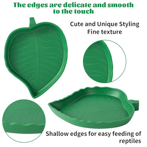 4Pack Terrarium Bowls Turtle Feeding Dishes Shallow and Flat Reptile Food and Water Feeder for Tortoise,Bearded Dragon,Lizards,Gecko,Cute Leaf and Mango Shaped