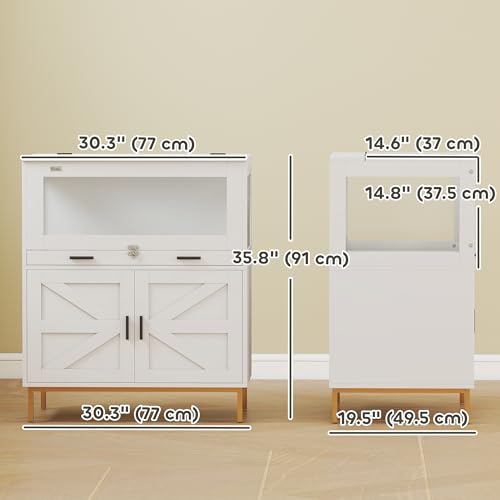 PawHut Hamster Cage with Storage Cabinet for Bunny Rat 30" x 19.5" x 36" | Small Animal Cage, Pull Out Drawer, Acrylic Panels, Ventilated, Large Guinea Pig Habitat, for Hedgehog, Gerbil