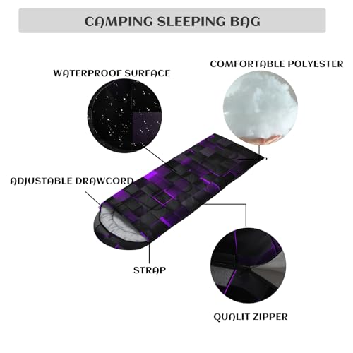 Sleeping Bags for Adults and Kids Backpacking Camping Sleeping Bags for Girls and Boys Lightweight Waterproof Cold/Warm Sleeping Bag for All Season - color: dark purple