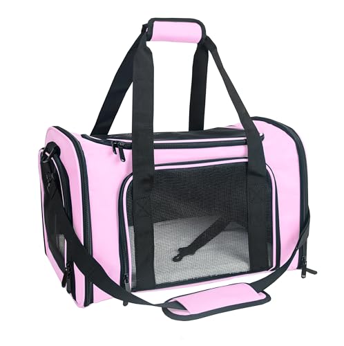 Soft Sided Carrier for Small Medium Cats Dogs,Removable Pad Collapsible Travel Pet Carrier Large Pink - color: Pink, size: 20.0"L x 13.0"W x 13.0"H