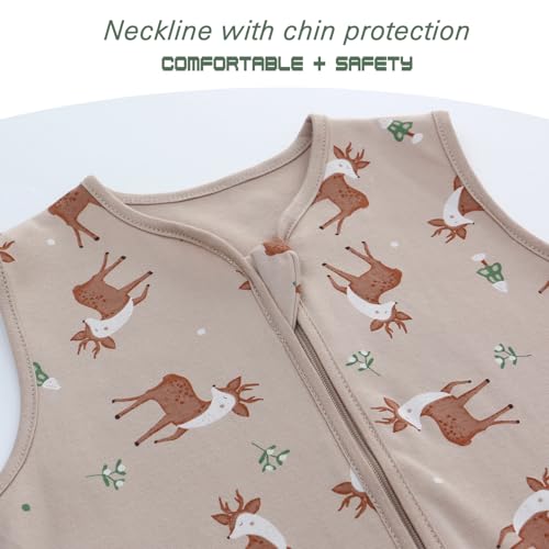 Miracle Baby Sleep Sack with Feet - 0.5 TOG 100% Breathable Cotton Wearable Blanket, Sleeveless Design Sleeping Bag for Baby - color: Deer, size: 12-24 Months(M)